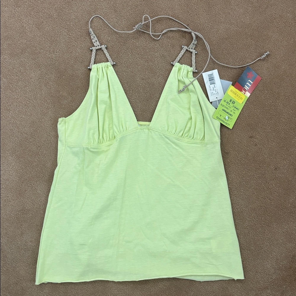 NWT Vintage LaRok Light Lime green/yellow Halter Camisole Straps size medium